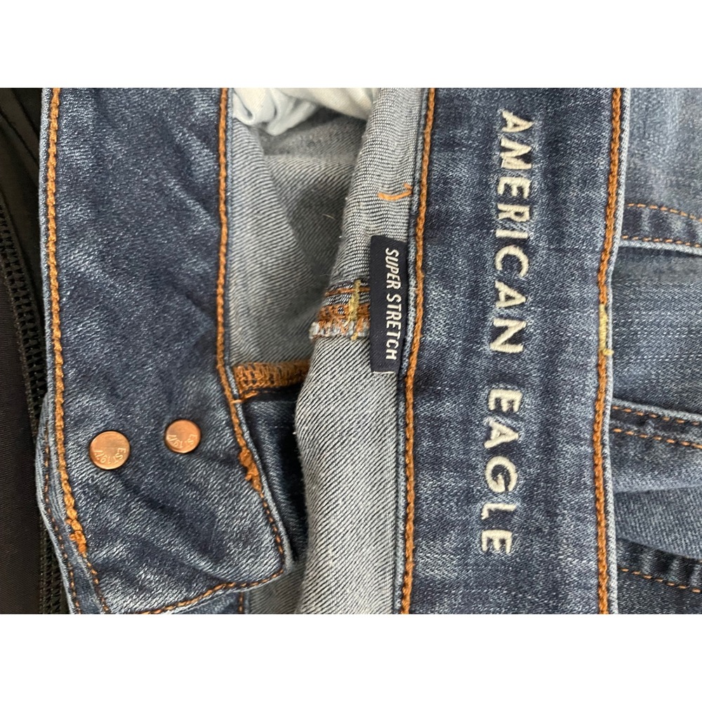 American Eagle Super Stretch Artist Flare Jeans Size 14 Long Medium Blue Wash - Picture 7 of 8